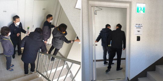 경기도 소방재난본부 인력들이 도내 다중이용시설에 대한 비상구 폐쇄, 소방시설 차단 여부 점검·단속 활동을 진행하는 모습.[경기도 제공]